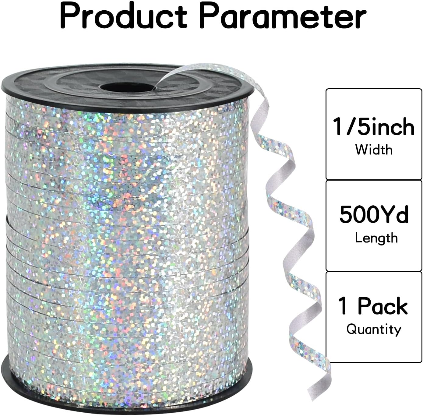 BEISHIDA 500 Yards Silver Ribbon Curling Crimped, Balloon String Shiny Metallic Roll for Gift Wrapping Ribbon for Birthday Party Festival Art Craft Decor Florist Flowers Decoration