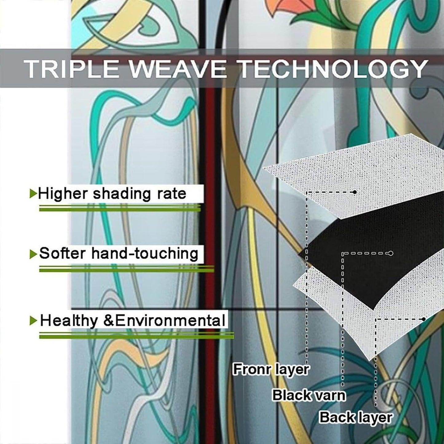 Stained Glass Curtains, Retro Mid Century Boho Abstract Art Home Decor Drapes for Bedroom Living Room Kitchen Window Treatment 2 Panels Set Total Size 55" W X 63" L Inch