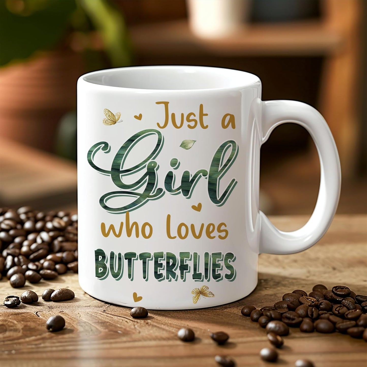 Hyturtle Personalized Floral Butterfly Mug - Butterfly Gifts For Women Lovers - Animal Gift For Bird Lover Her - Bird Gifts For Mom on Mother Day - Custom Name Coffee Cup Ceramic Mug 11 Oz 15 Oz
