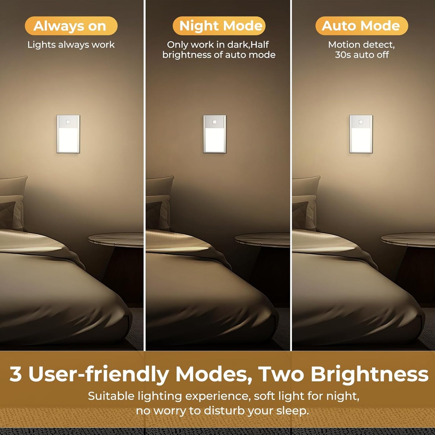 VST Motion Sensor Step Night Light, Rechargeable Battery Powered Led Light with Magnetic Suck Installation for Bedroom Hallway Stair Nursery Kids Room (2.68 inch 3000K 6Pack Silver)