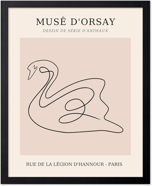 Poster Master Vintage Poster - Retro One Line Swan Drawing Print - Swan Art - Bird Art - Minimal Gift for Her, Animal Lover - Abstract Decor for Home, Office, Bedroom - 16x20 UNFRAMED Wall Art
