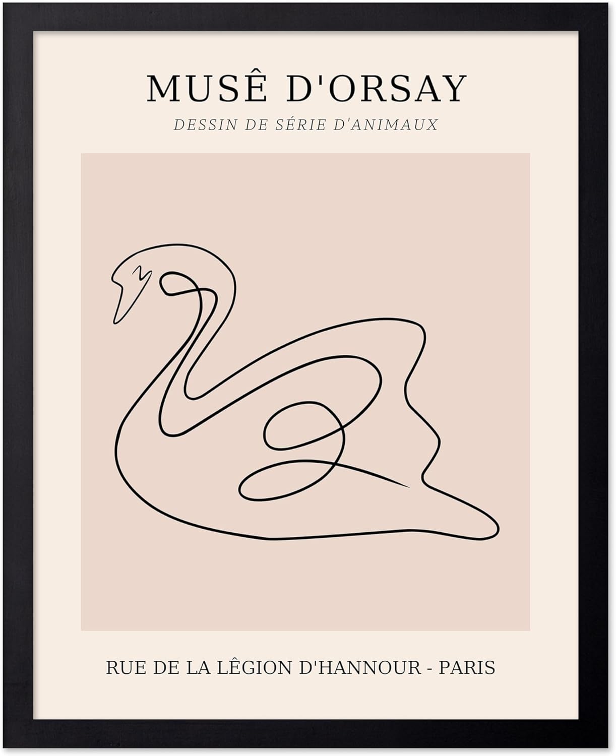 Poster Master Vintage Poster - Retro One Line Swan Drawing Print - Swan Art - Bird Art - Minimal Gift for Her, Animal Lover - Abstract Decor for Home, Office, Bedroom - 8x10 UNFRAMED Wall Art