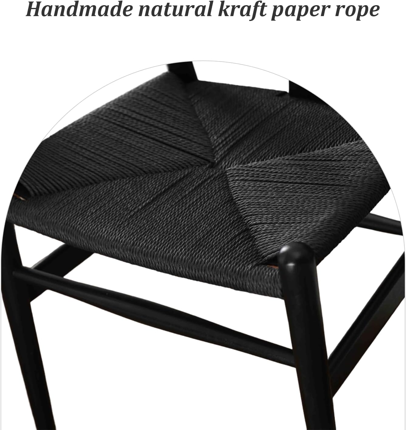 Wishbone Chair Natural Solid Wood Dining Chair/Hans Wegner Y Chair Rattan and Wood Accent Armrest Chairs Set of 4 (Ash Wood + Black 4 Chairs)