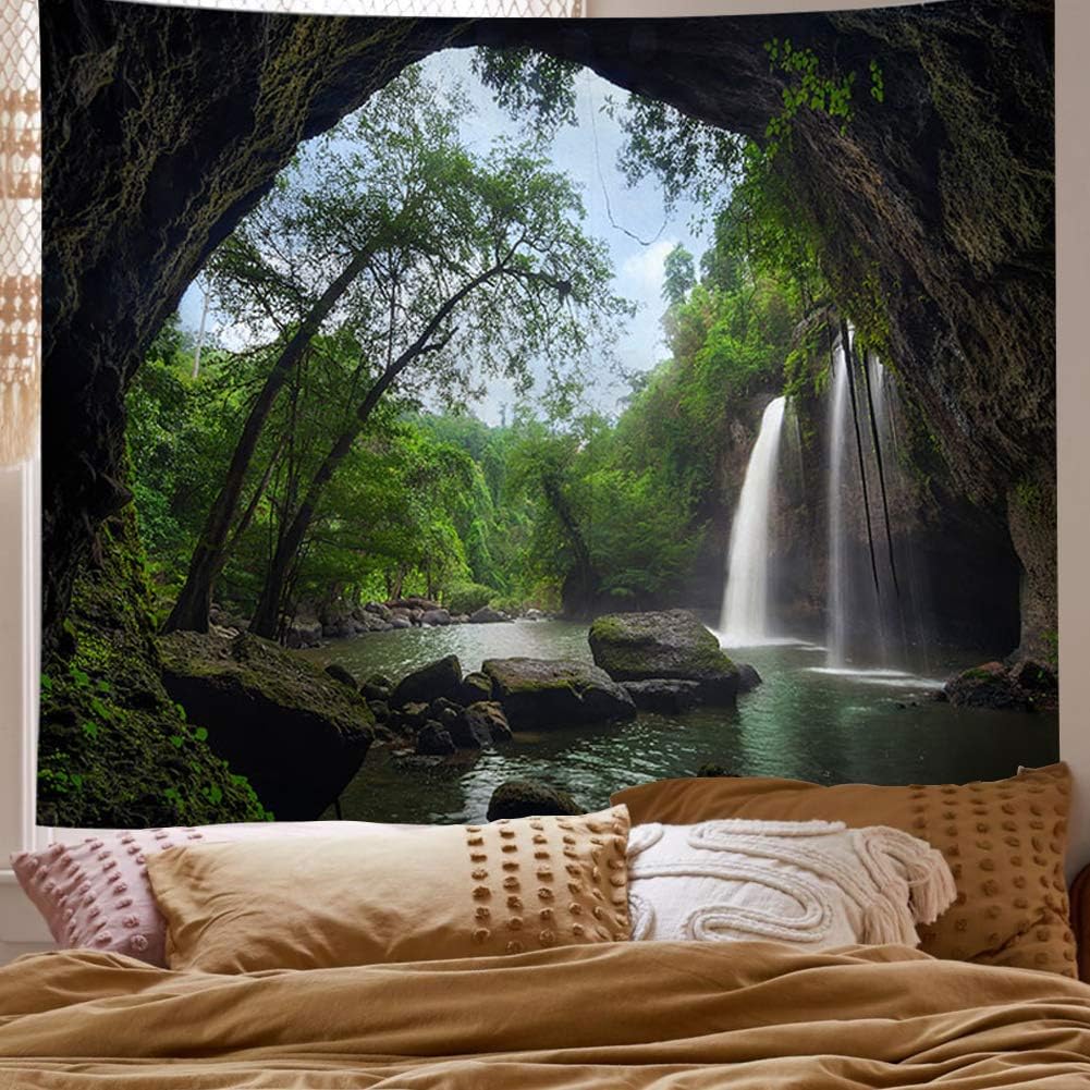 Llamazing Forest Home Decor Tapestry - Living Room Bedroom Decoration Curtain for Landscape and Magic (Waterfall, 78''L60''W)