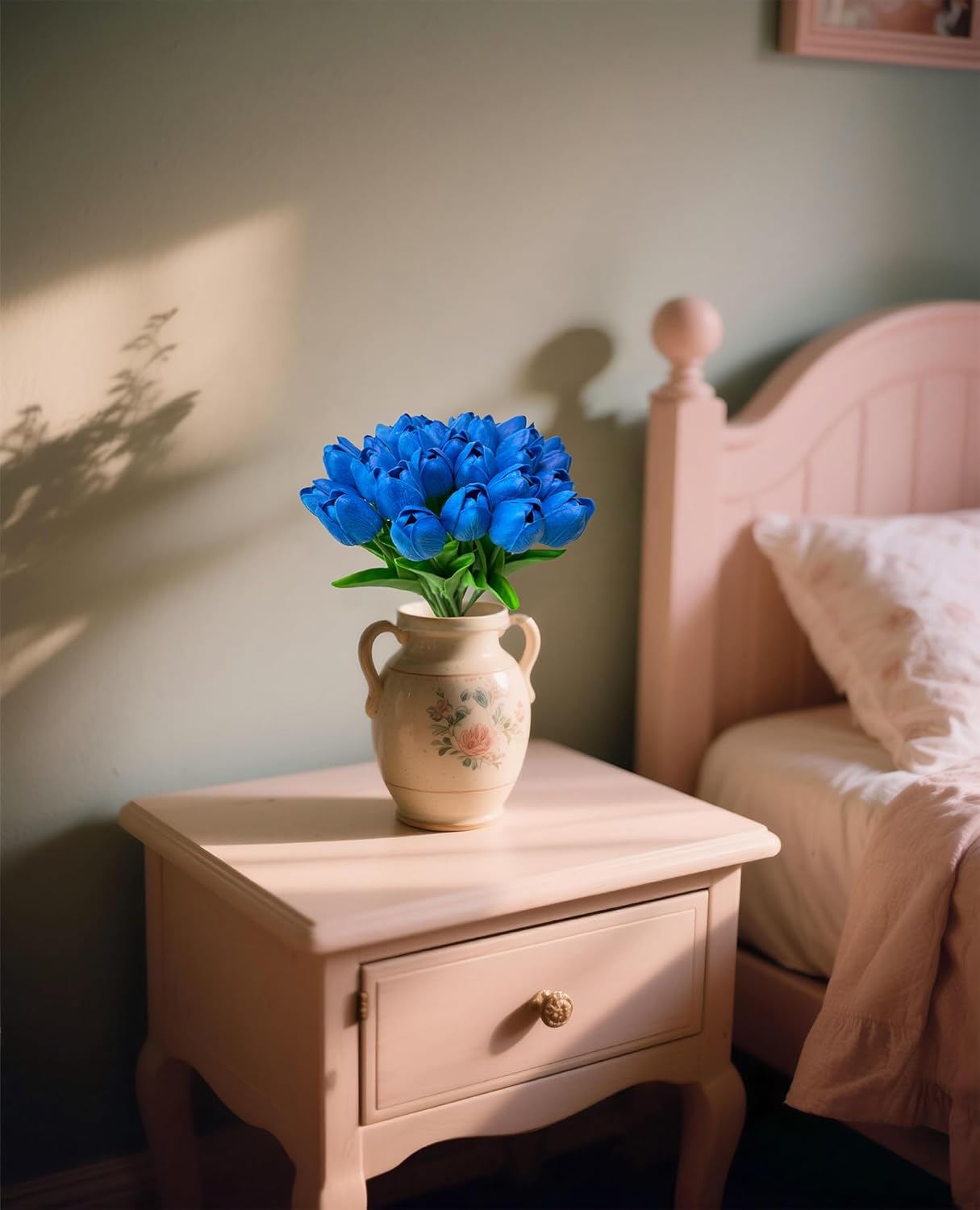 Artificial Tulips Flowers Long Stem Faux Tulips 15PCS Real Touch Fake Tulip for Vase Farmhouse Kitchen Spring & Wedding Home Decor