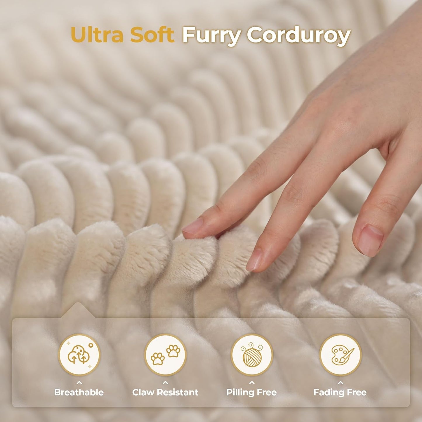 HOOOWOOO Modular Sectional Sofa,6 Pieces Sectional Couches for Living Room,131X66 L Shaped Cloud Couch with Ottoman Chaise Set(Beige Velvet Corduroy)