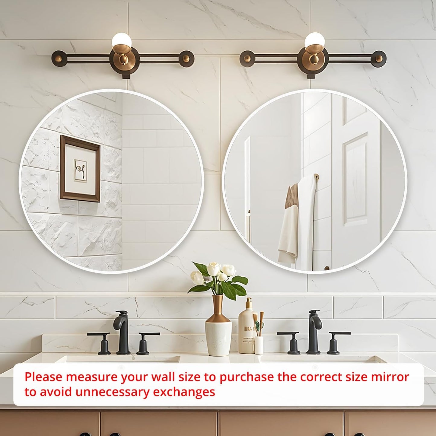 Fabuday White Round Mirror 30 Inch - Large Circle Mirror for Bathroom, Living Room, Hallway, Entryway, Matte Aluminum Frame Circular Mirrors for Wall Decor