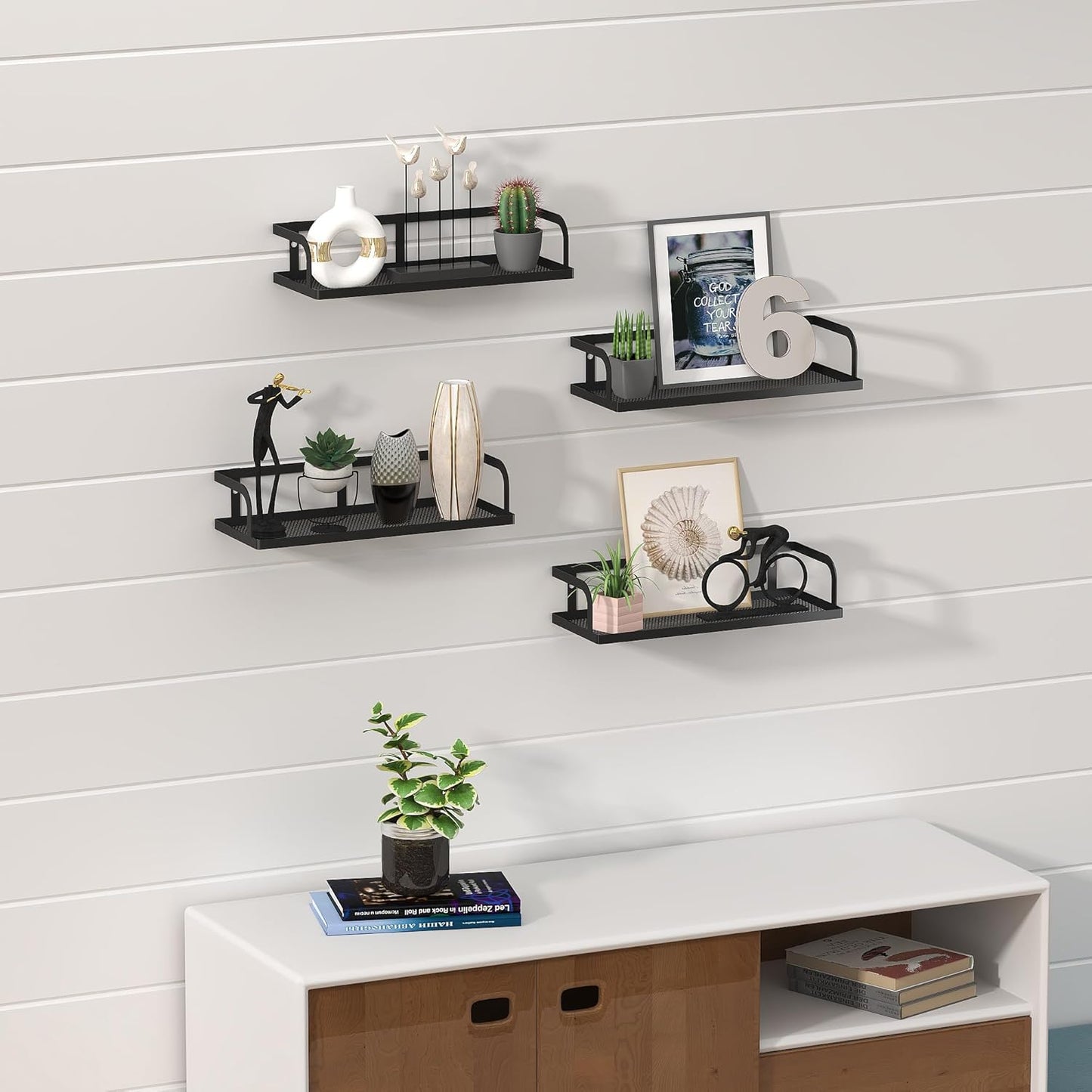 PUSDON Metal Wall Hanging Basket 2 Packs DIY Suitable for Multiple Scenes - Black Hollowout 12.6in