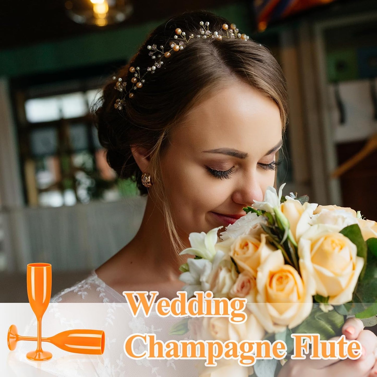 XUWAIDSGN Acrylic Champagne Flutes Toasting Glasses Unbreakable Mimosa Bar Reusable Wine Glasses Vintage Champagne Flutes Stemmed Drinking Cups 5.4 OZ for Christmas Birthday (10, Orange)