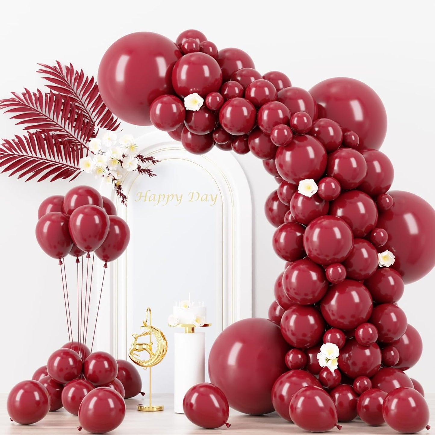 130pcs Burgundy Balloons Different Sizes 18" 12" 10" 5" Wine Red Balloons for Birthday Graduation Bride Baby Shower Wedding Decorations