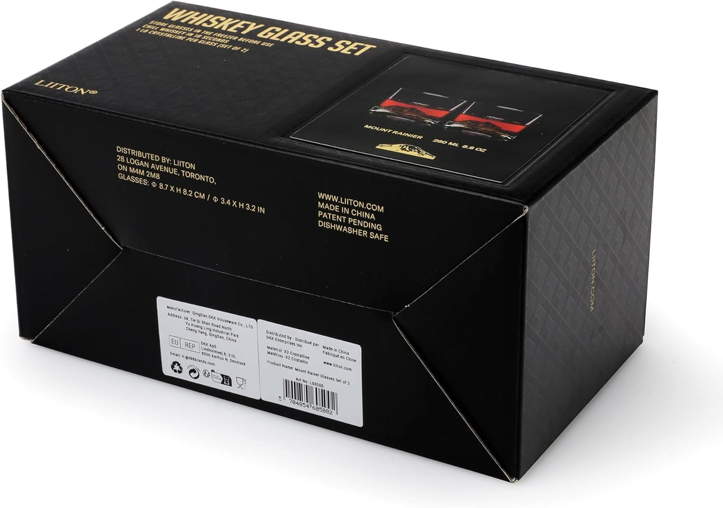 Mount Rainier Heavy Crystal Whiskey Glasses Gift Set of 2, Thick Freezable Bourbon Glass 1lb Each, Premium Whiskey Gifts for Men, Frozen Crystal Chills Cocktails, 10 oz