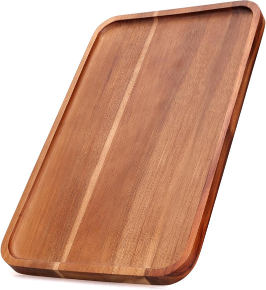 Large Wood Serving Trays Decor Long Charcuterie Cheese Boards Acacia Rectangle Wooden Platters for Food Dish Cookie Snack Appetizer Plates Rectangular Kitchen Dinner Platter Cake Dessert Plate Tray