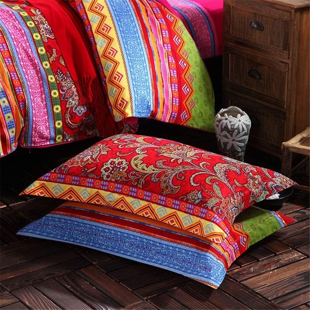 ABREEZE Bohemian Duvet Cover Set Boho Bedding Colorful Red Boho Retro Bedding Set Damask Paisley Cotton Duvet Cover Tribal Reversible Bedding Exotic Style Comforter Cover 3-Piece Cal.King