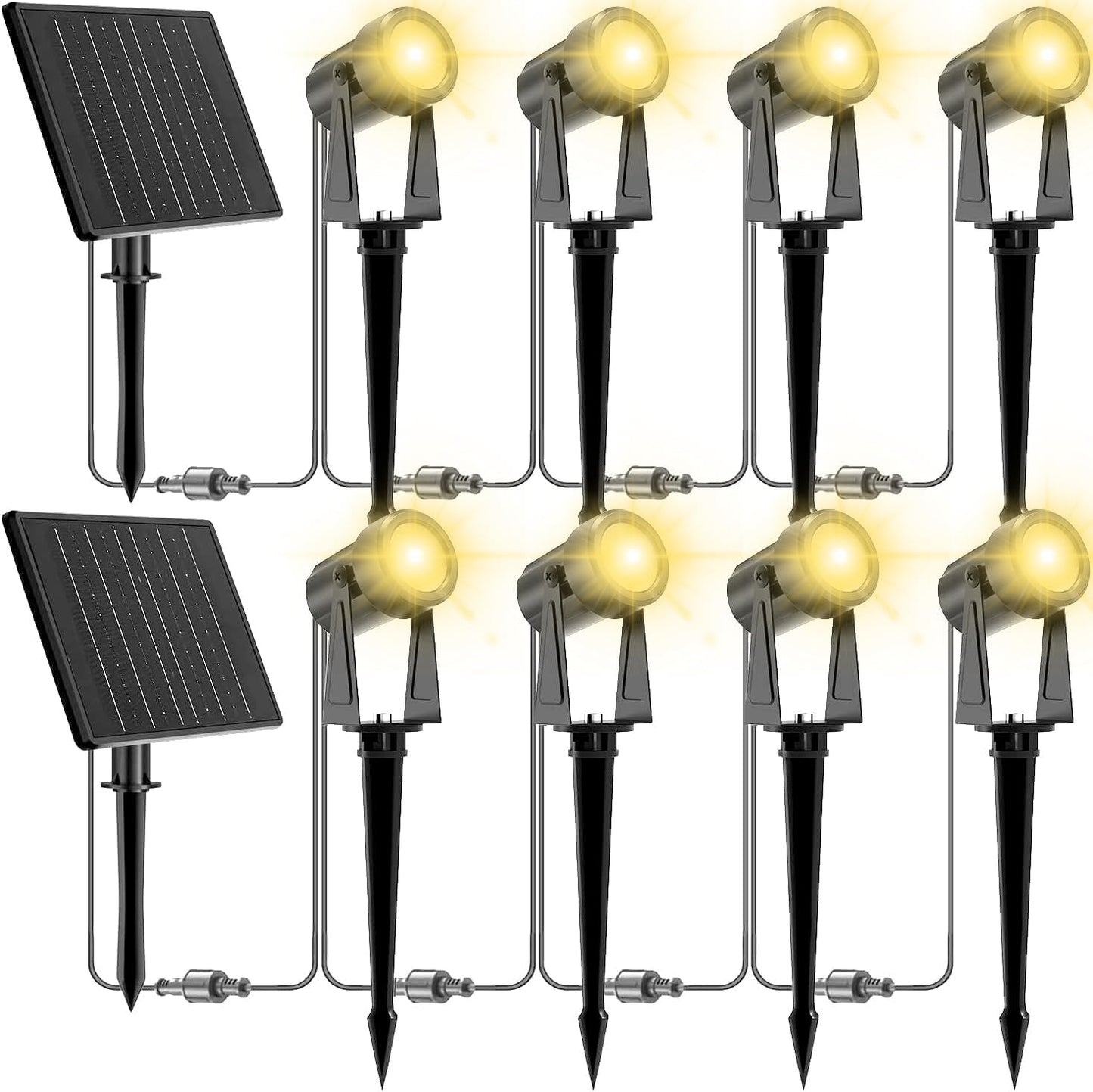 ZYAN Solar Landscape Spotlights Outdoor Waterproof IP65, Bright Solar Powered Garden Yard Spot Lights for Outside Plant, Tree, Pathway, Auto On/Off Wall Lights for Walkway, Patio, Lawn-8 Pack
