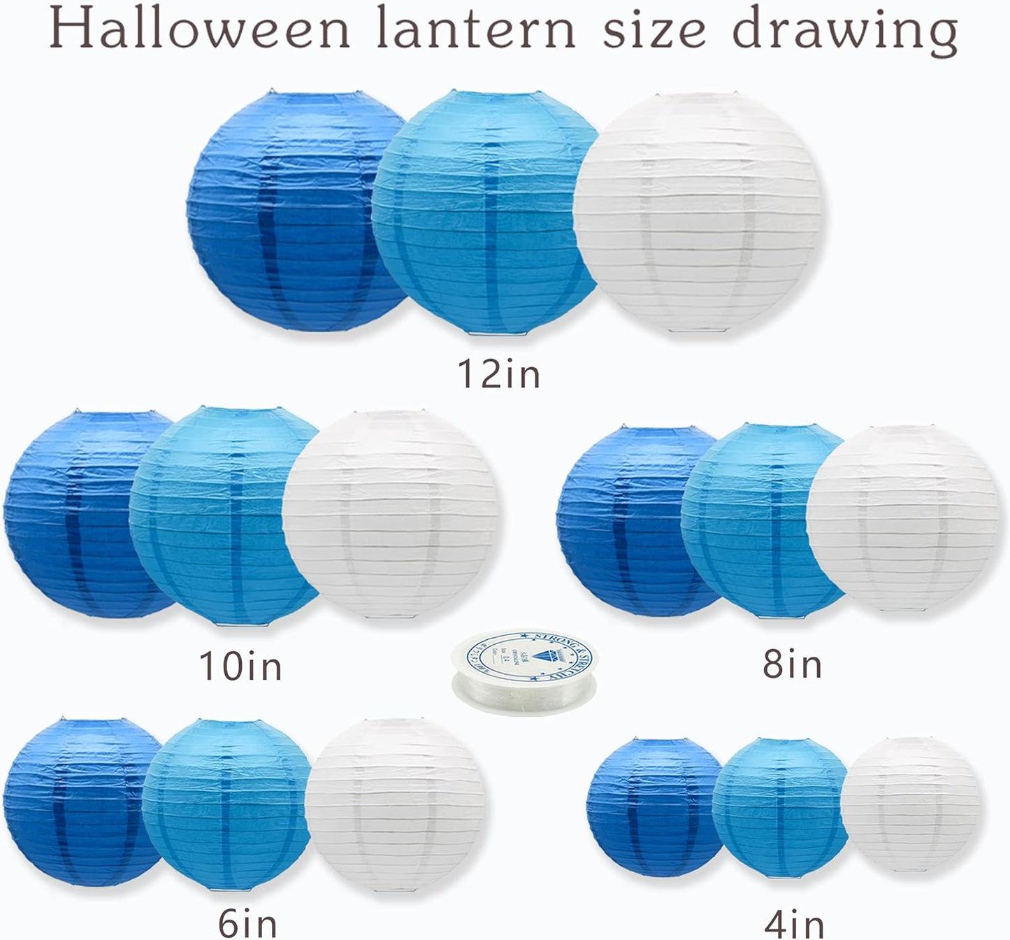 Paper Lanterns Party Decorations Blue - Hanging Paper Lanterns Indoor Outdoor - Wedding Graduation Birthday Baby Shower Party Supplies, 15pcs