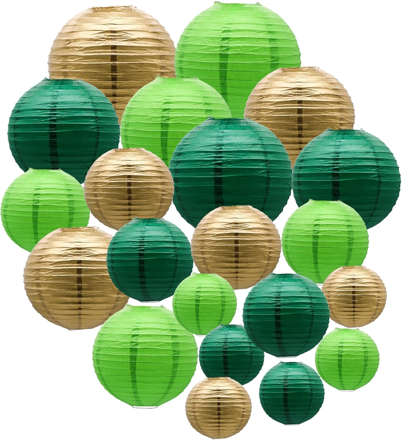 ADLKGG Green Paper Lanterns Party Decorations, Round Hanging Lantern for St. Patrick's Day, Graduation, Wedding, Tropical Jungle Theme Birthday Party Football Theme Baby Shower Decorations