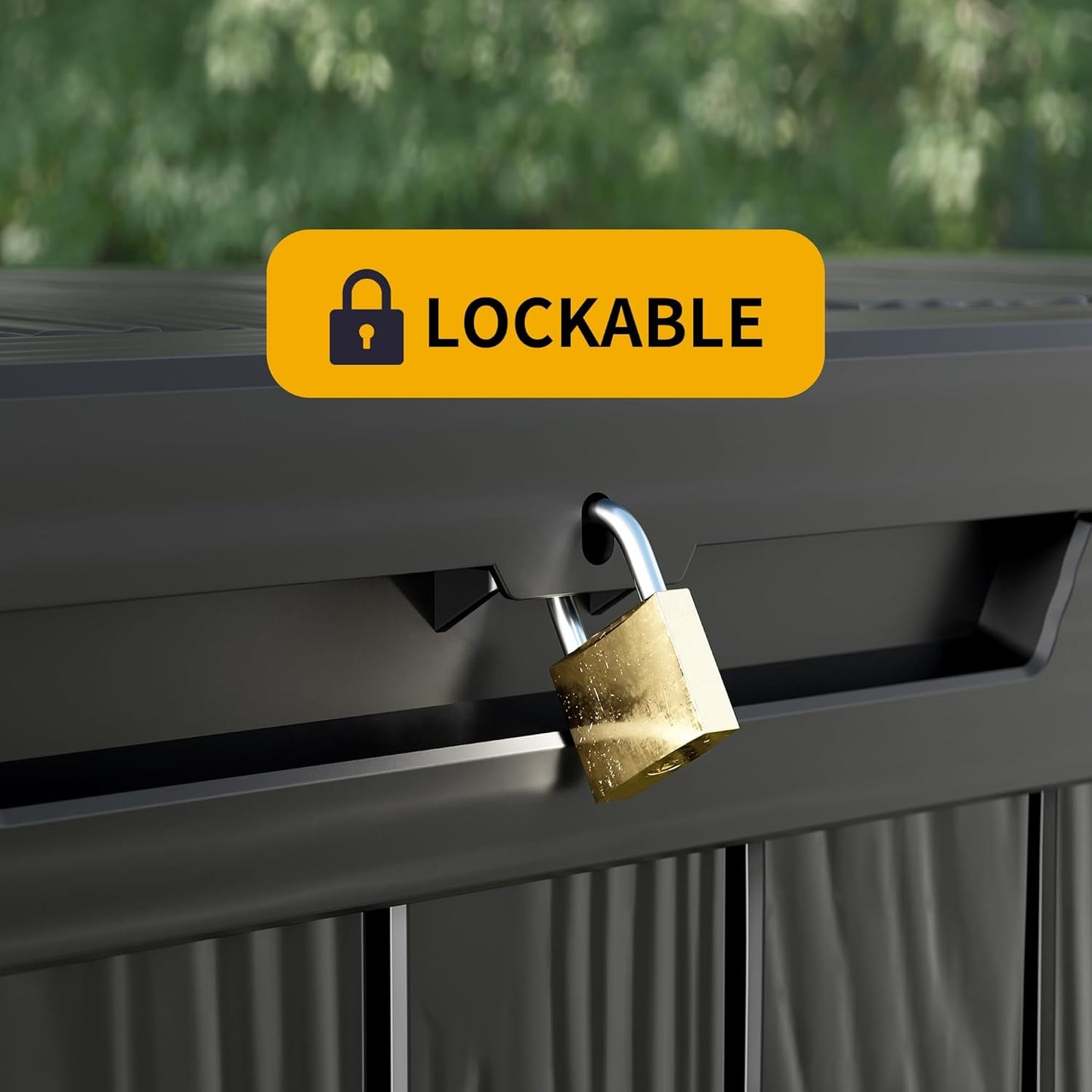 320 Gallon Resin Deck Box, Waterproof Outdoor Storage Bin for Patio Furniture, Pool Accessories, and Garden Tools, Lockable & UV-Resistant, Black