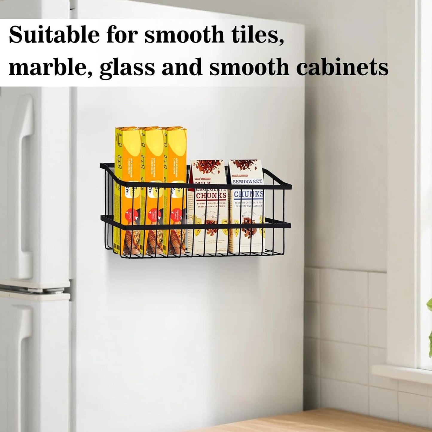 Magnetic Storage Basket, Large Magnetic Fridge Basket with Strong Magnet for Kitchen Laundry Room Office School Organization and Home Dryer Ball Storage, 14.96"x3.74"x5.91"