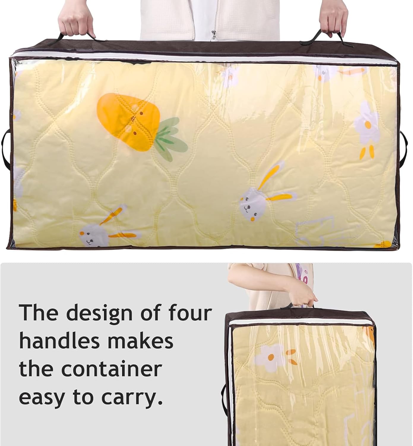 Budding Joy 6 Pack 90L Under bed Storage Containers Organizer Large Capacity Underbed Clothes Storage Bins Organization and Storage Bedroom Foldable Storage Bags with Clear Window Brown