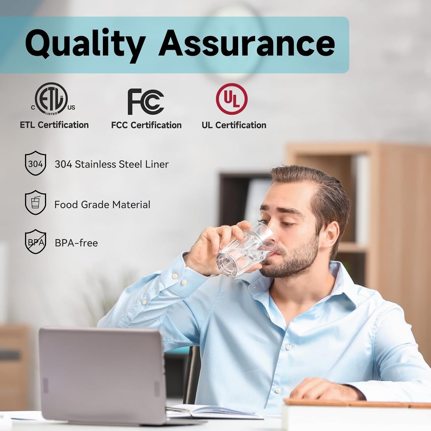 ICEPURE Water Dispenser with Ice Maker, 3-in-1 Hot and Cold Water Cooler with Built-in Bullet Ice Maker Machine, 26.5lbs/24H, Top Loading for 3-5 Gallon Bottle, Child Safety Lock, Black