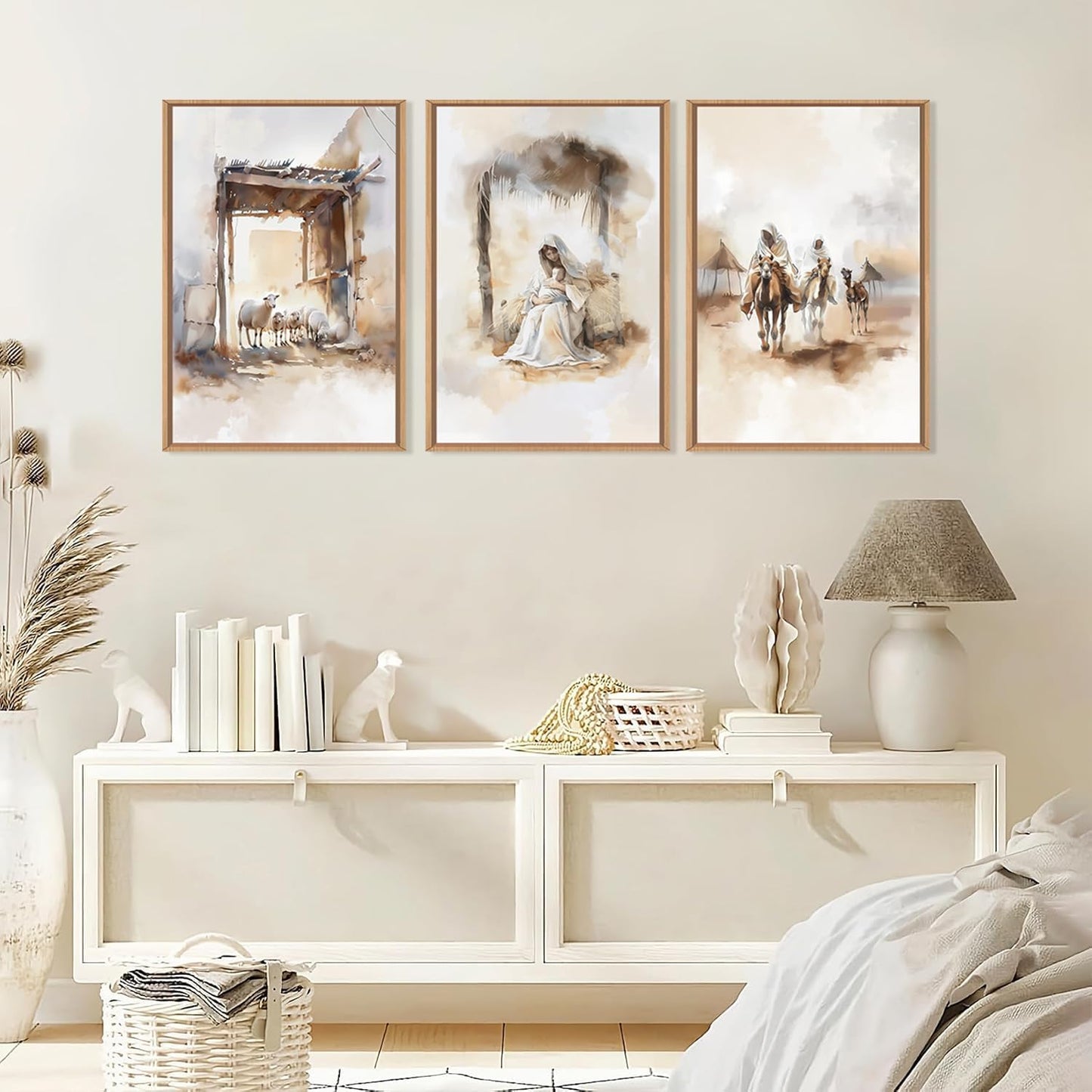 HPINUB Jesus Easter Framed Canvas Wall Art Set,Large Religious Christian Bible Verse Wall Decor,Resurrection Sunday Artwork for Living Room,Church Christian Easter Gift-16"x24"x3