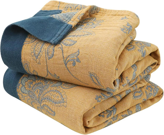 MSGKV Boho Throw Blanket Summer Blanket 100% Cotton Boho Couch Cover,Versatile Knit Woven Blankets,Super Soft Warm & Decorative Blanket for Chair Bed Sofa and Living Room,60''Wx 80''L