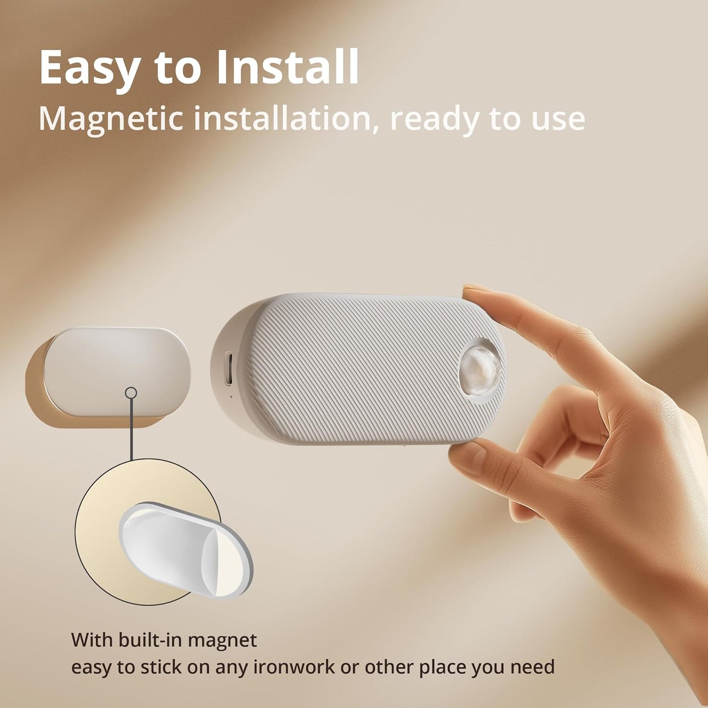 Lyridz Rechargeable Night Light with Motion Sensor, 1500mAh Battery Operated Nightlights, Stick-on LED Closet Light, 1-80LM Dimmable Brightness for Bathroom, Kitchen, Stairs, Hallway, 3 Packs