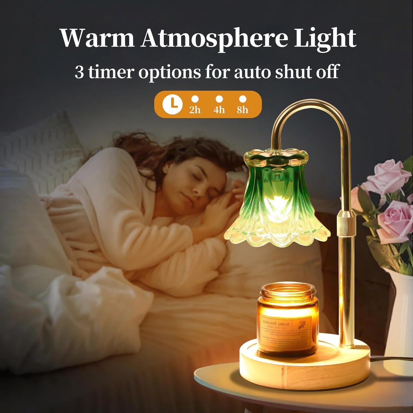 GEEZO Fragrance Candle Warmer Lamp，Electric Candle Warmer with Timer & Dimmer，Mom Christmas Birthday Gifts for Women, House Warming Gifts New Home Bedroom Decor