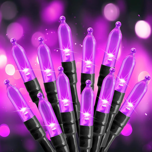 Battery Operated Halloween Indoor String Lights, 8 ft 20 LED Purple Mini Cluster Tree Lights with Timer, Indoor Outdoor Patio Garland Window Decor for Party Christmas Halloween Decorations