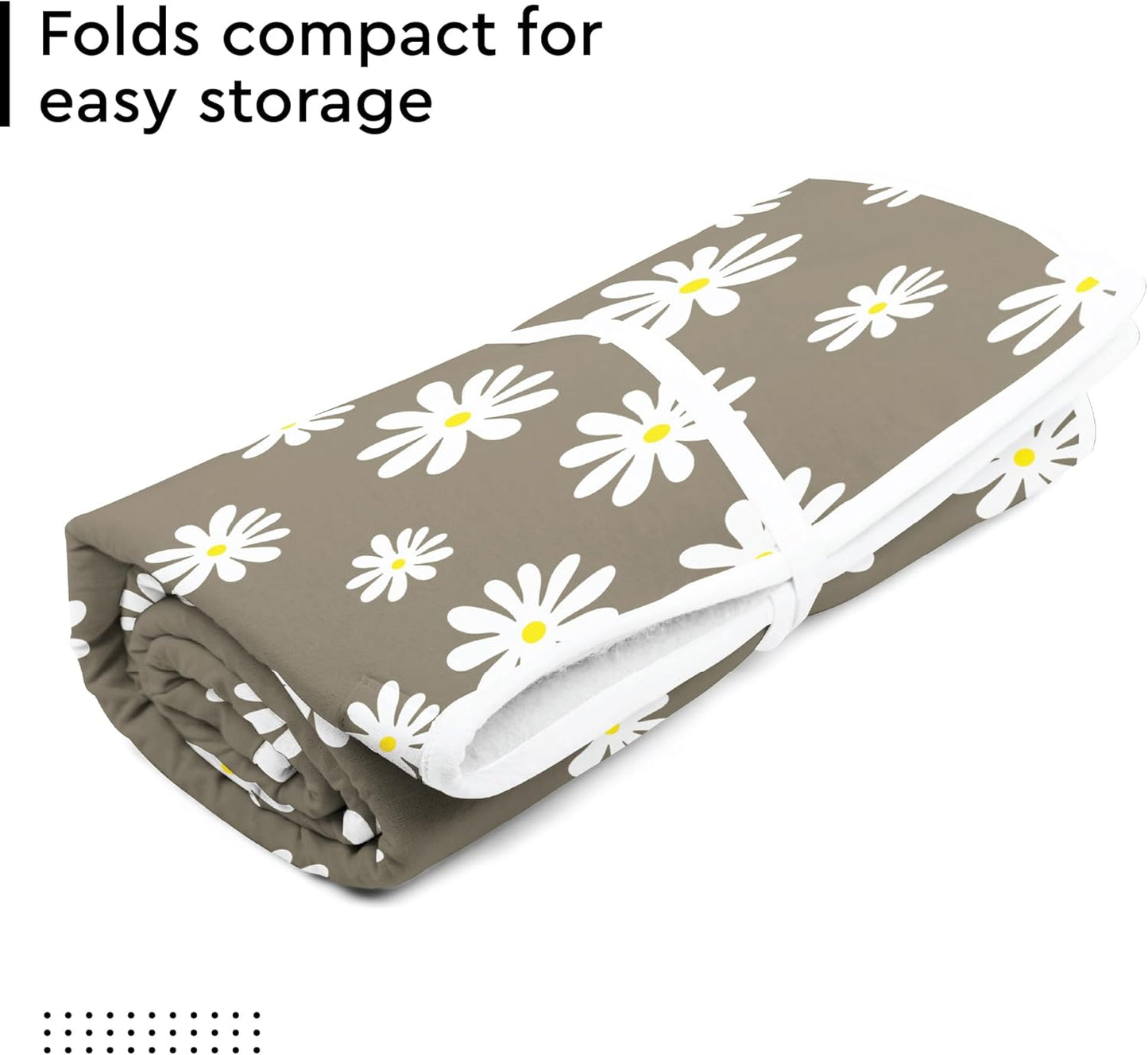 Encasa XO Ironing Mat/Pad (Large 48"x28") with 3mm Padding & Silicone Iron Rest for Steam Pressing on Tabletop or Bed - Heat Resistant, Portable, Quilting & Travel Blanket - Daisy Grey