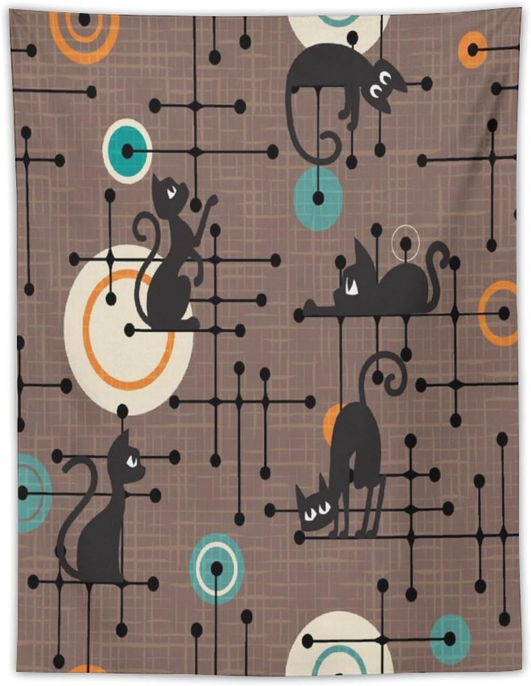 ICMOLYYENLO Boho Medieval Cat Tapestry, Abstract Atomic Starburst Geometric Aesthetic Art Wall Hanging For Bedroom Living Room Dormitory 30x40 Inches