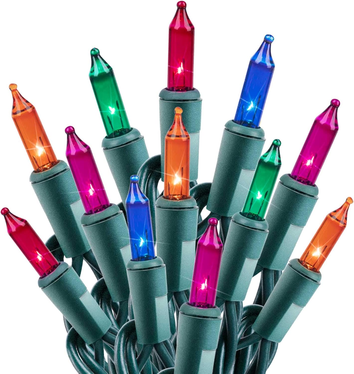 Minetom Clear Christmas Lights 2 Pack 26.5 Feet 100 Counts Mini String Lights Waterproof for Indoor Outdoor Patio Wreath Garden Wedding Party Thanksgiving Holiday Xmas Tree Decorations, Multicolored