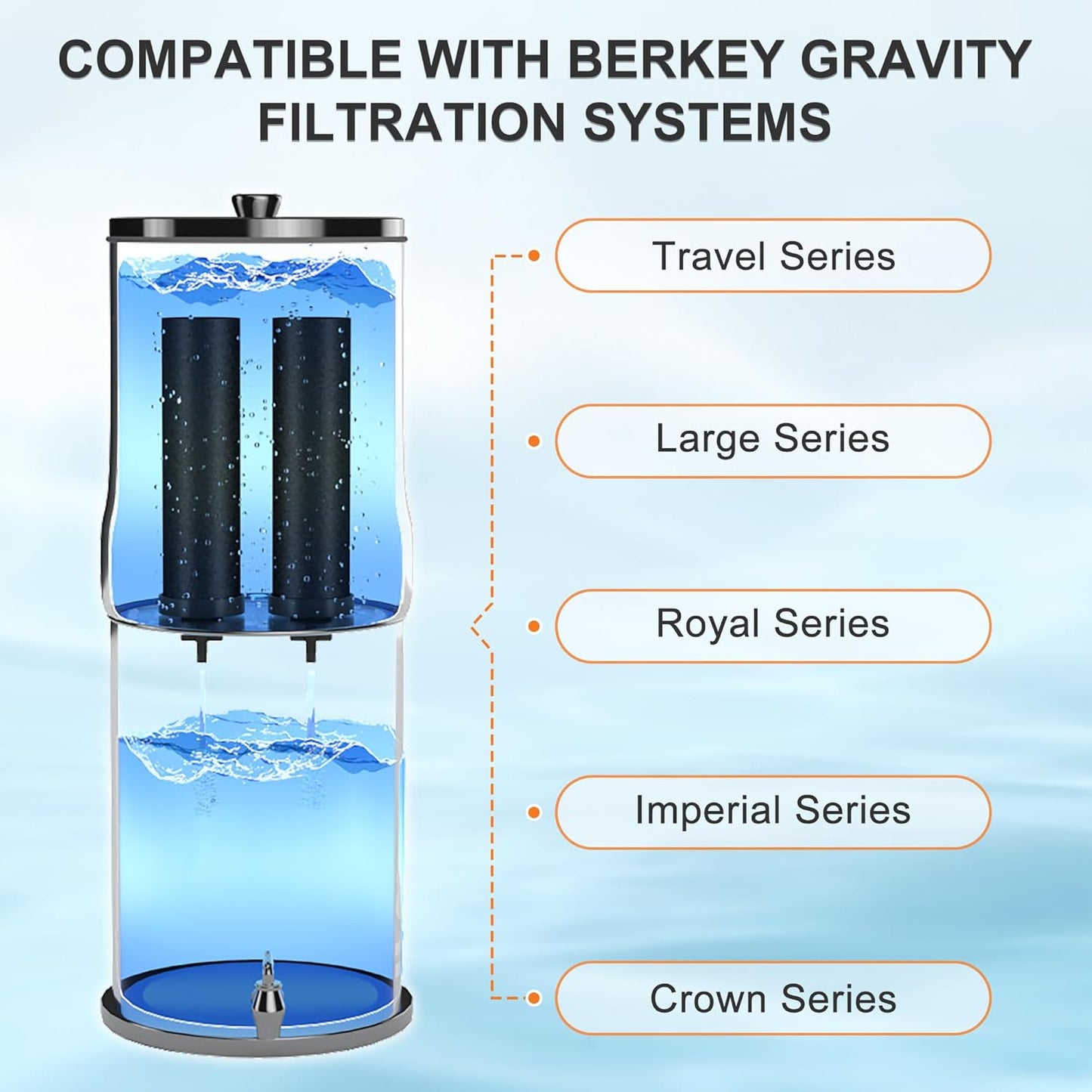 SKYSEN Water Filter Replacement for Berkey® BB9-2, Compatible with Berkey® Gravity Water Filter System.(wfr-4)