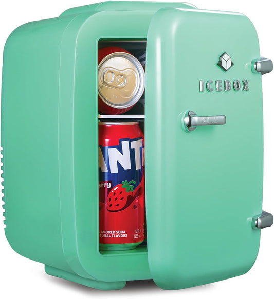 IBMF4MNT Fridge for Bedroom, Skincare, Portable Cooler & Warmer for Makeup, for Office & Home Refrigerator, Mini (4 L / 6-Can), Mint Green