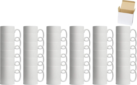 11oz White Ceramic Sublimation Coffee Mug in White Gift Box, White, Case of 108