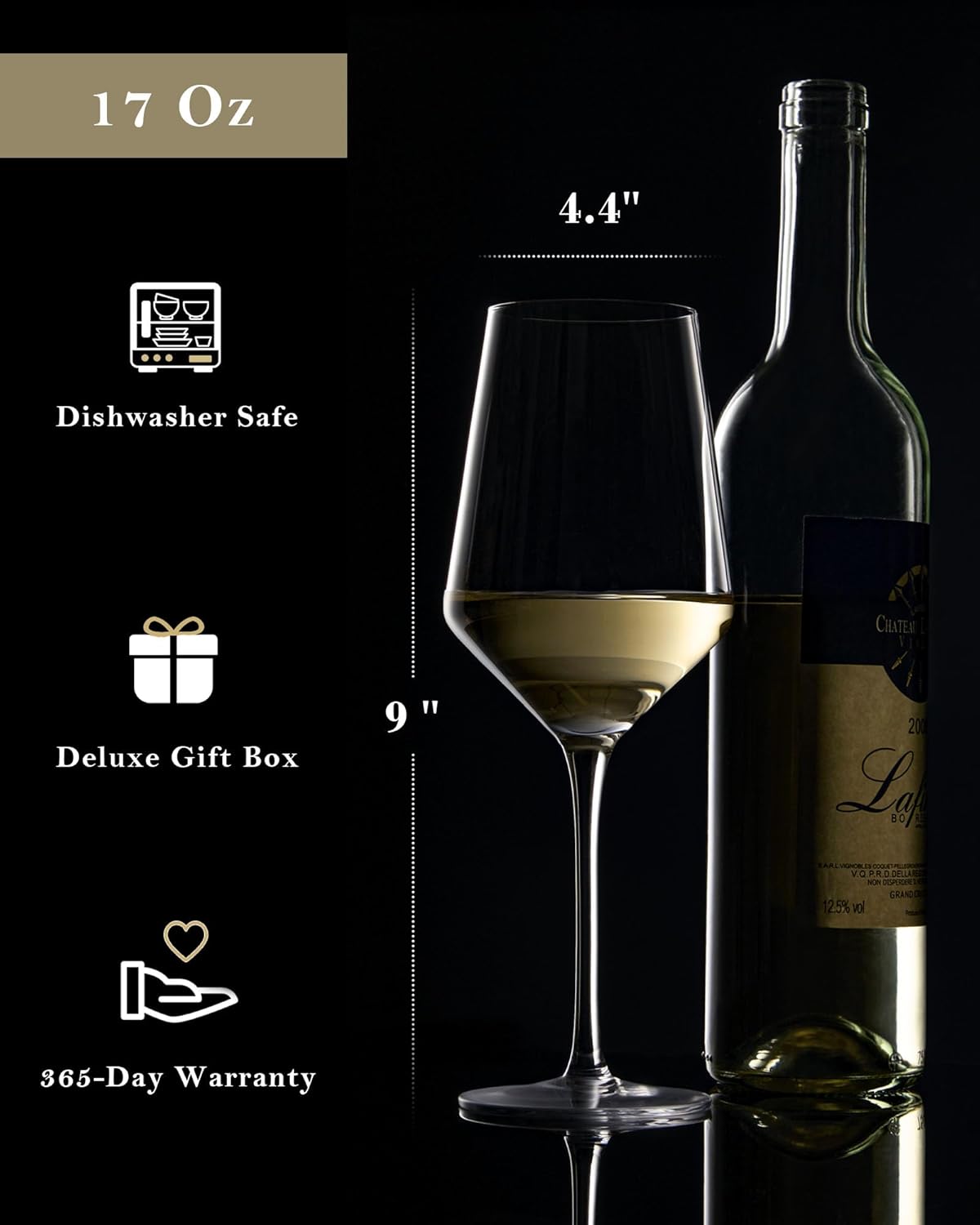 JBHO 17 oz Lead-Free Wine Glasses Set of 4, Hand Blown Durable Crystal Wine Glasses for Daily Use and Hosting Guests, Thin Rim for Serving Red and White Wine, Gift packing for any occasion