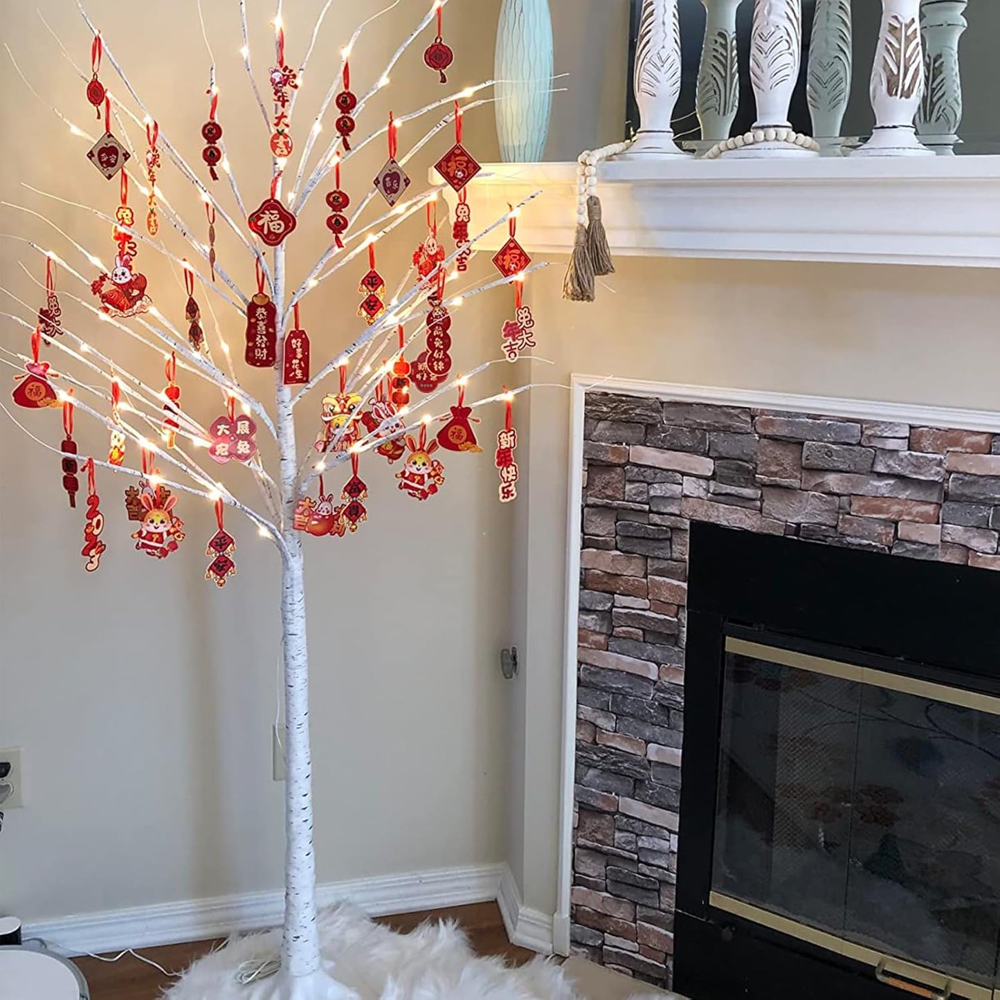 Twinkle Star Lighted Birch Tree 6 Feet 96 LED for Home Wedding Festival Party Christmas Decoration