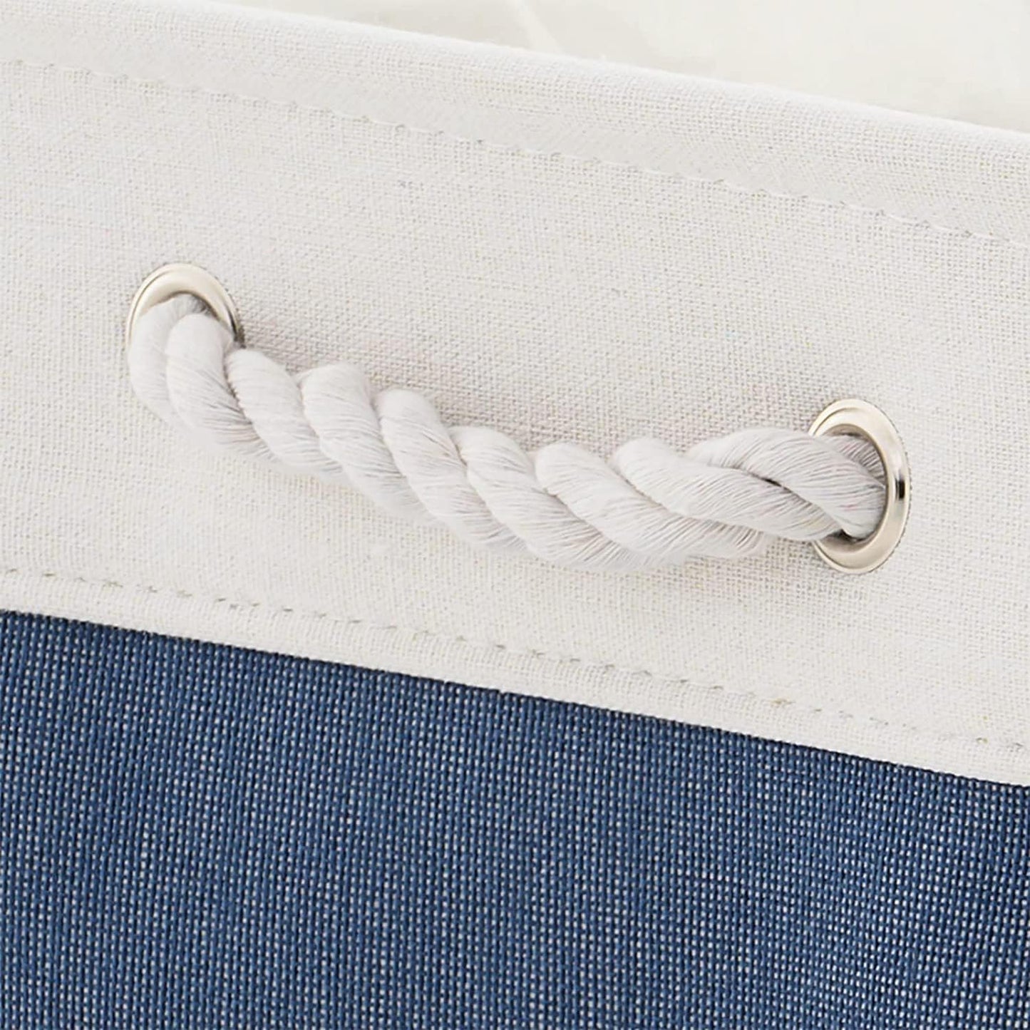 TheWarmHome Storage Bins for Shelves - 1 Pack 15.7x11.8x8.3 inch Fabric Storage Cubes, Storage Basket for Organizing Gift Laundry Cloth Toy Room (White & Jean Blue)