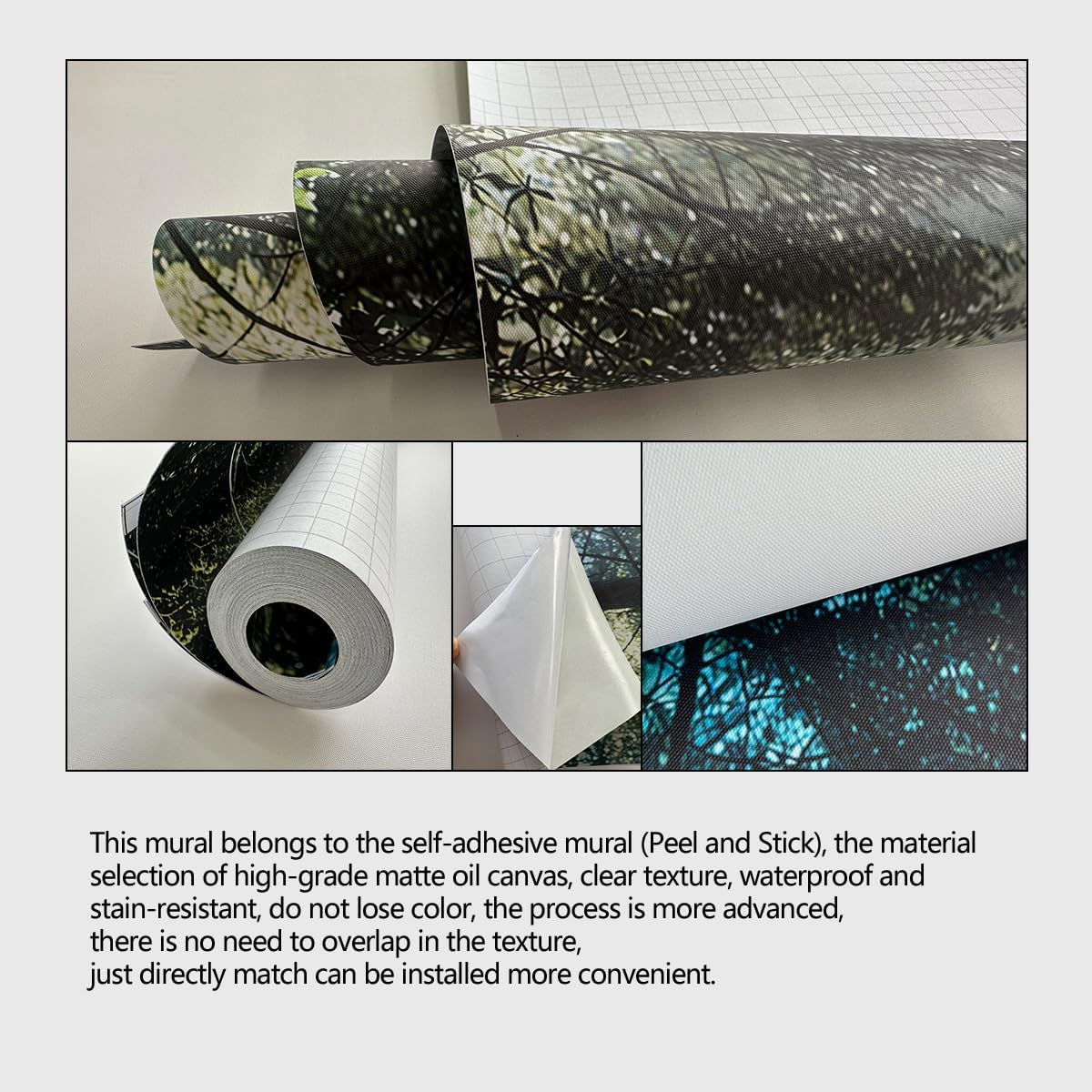 Misty Forest Landscape Wall murals Woodland Tree Peel and Stick Wallpaper for Bedroom Living Room - 108"x157"