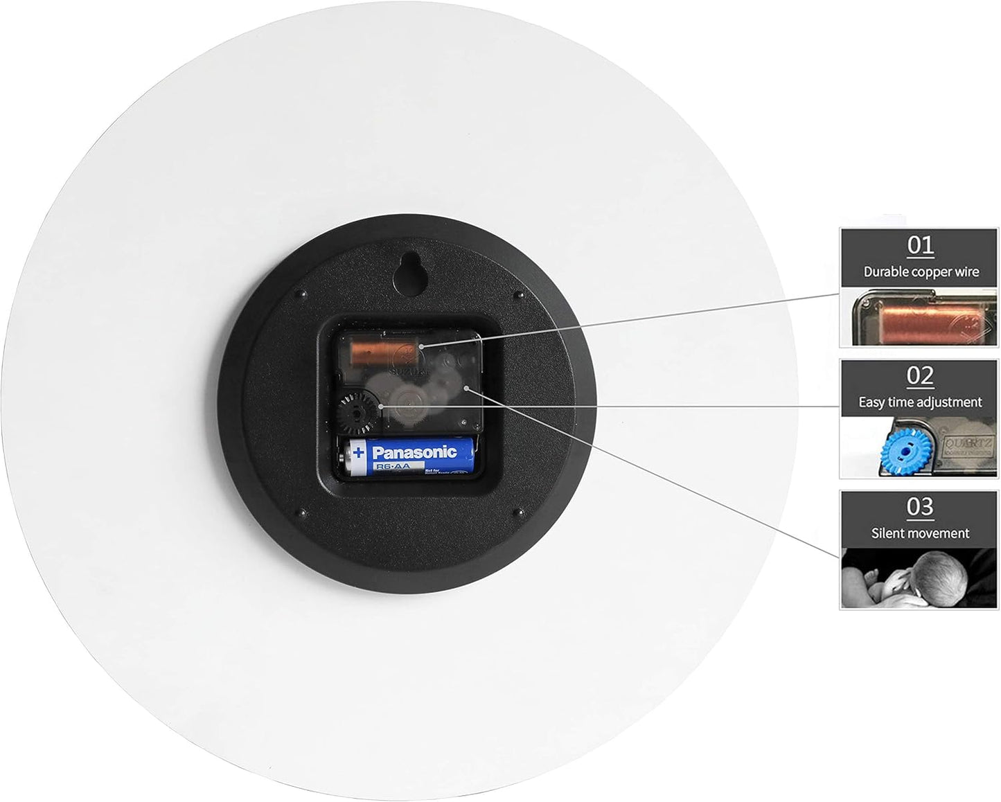 Stephanie Imports Modern Minimalist White & Pastel Purple Silent Wall Clock