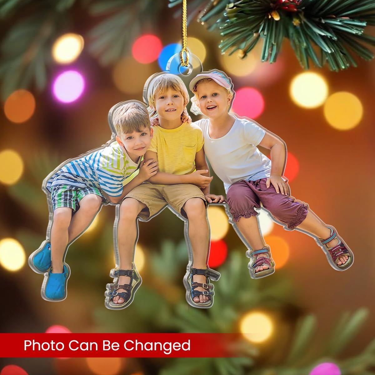 Personalized Baby Photo Ornament, Custom Ornament with Picture, Christmas Acrylic Ornament Gifts for Son Daughter, Sister Brother, Siblings, Boys Girls, Christmas Hanging Decor