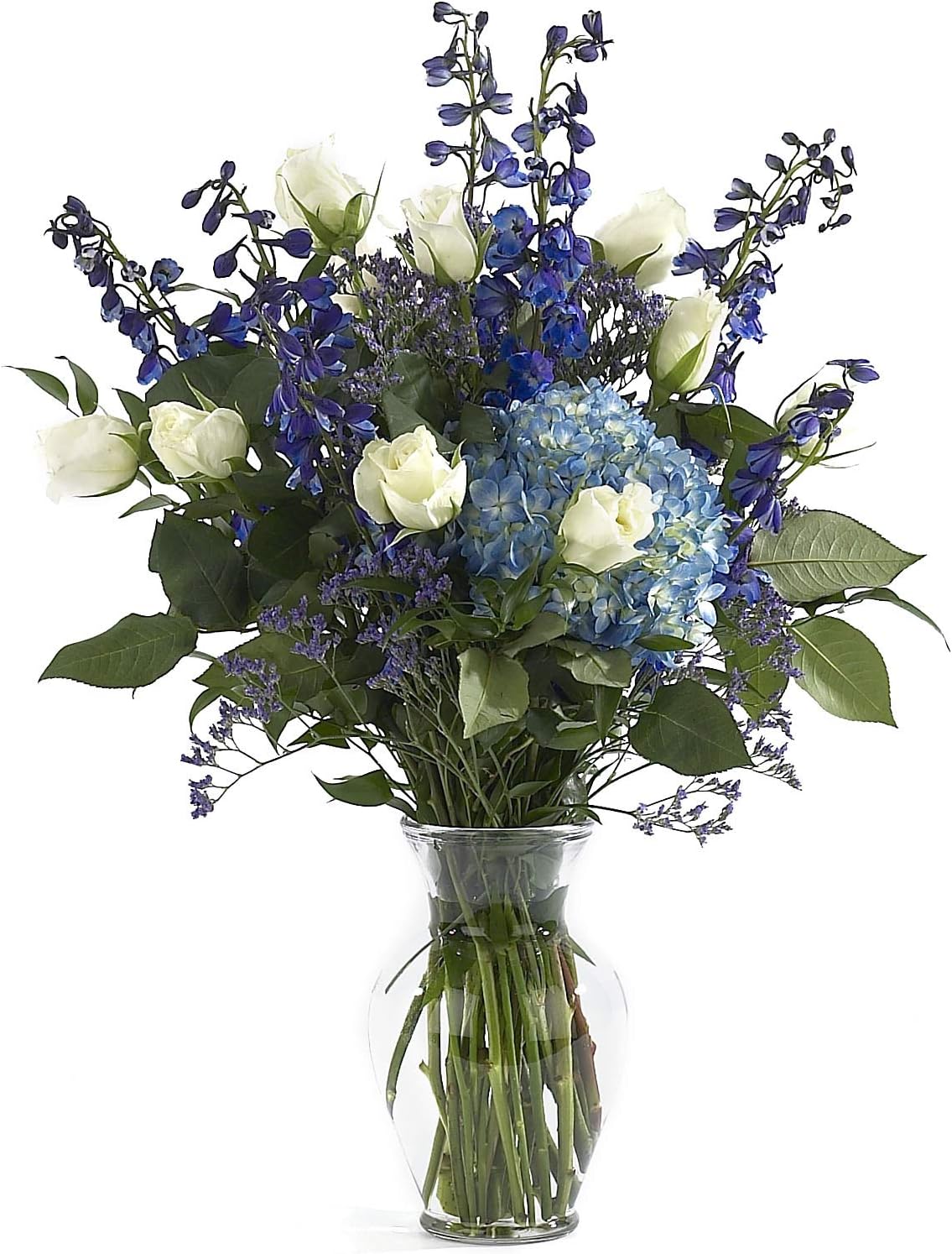 Floral Supply Online - 8" Clear Rose Vase and Flower Guide Booklet - Decorative Glass Flower Vase for Floral Arrangements, Weddings, Home Decor or Office.