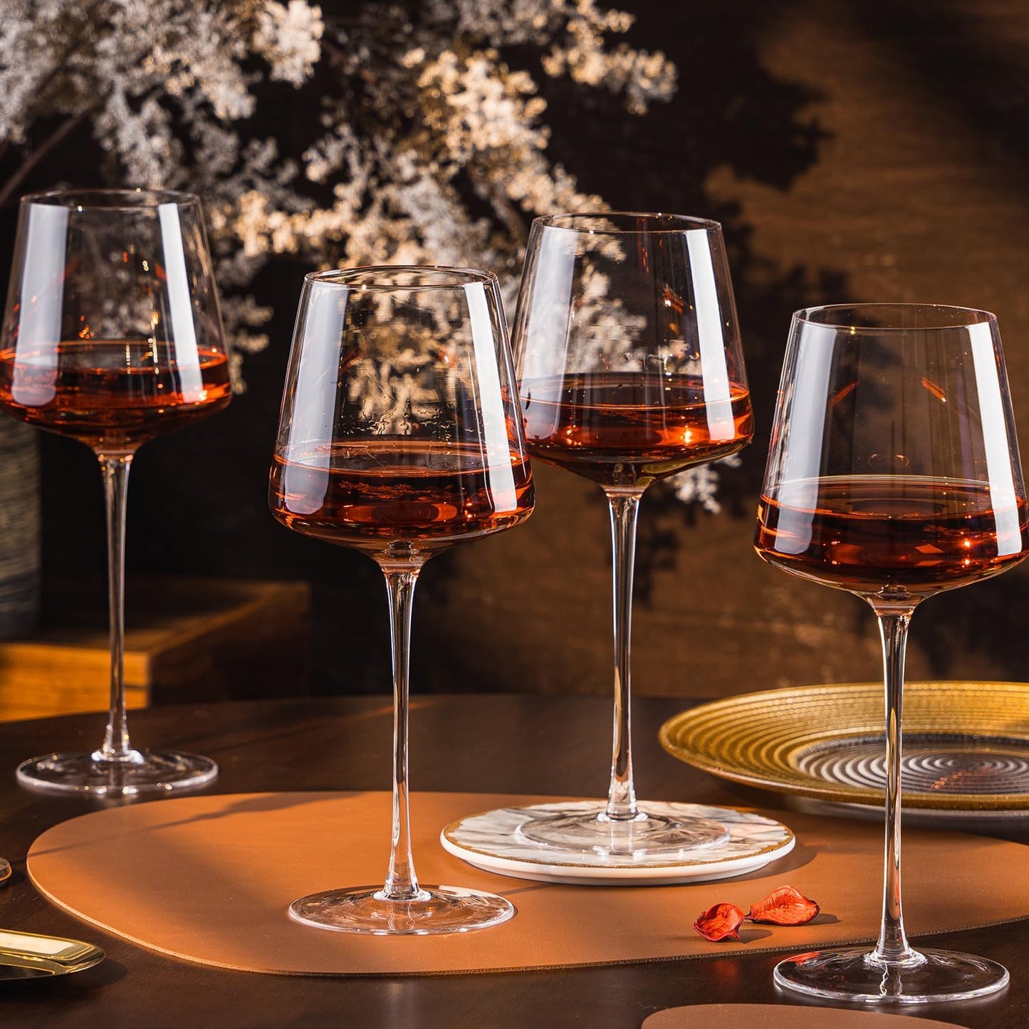 Hand Blown Red Wine Glasses Set of 4 – 23 oz Burgundy Wine Glasses With Long Stem – Large Premium Crystal Wine Glass – Unique Gift for Wedding, Anniversary, Mother’s Day – Clear Christmas, Birthday