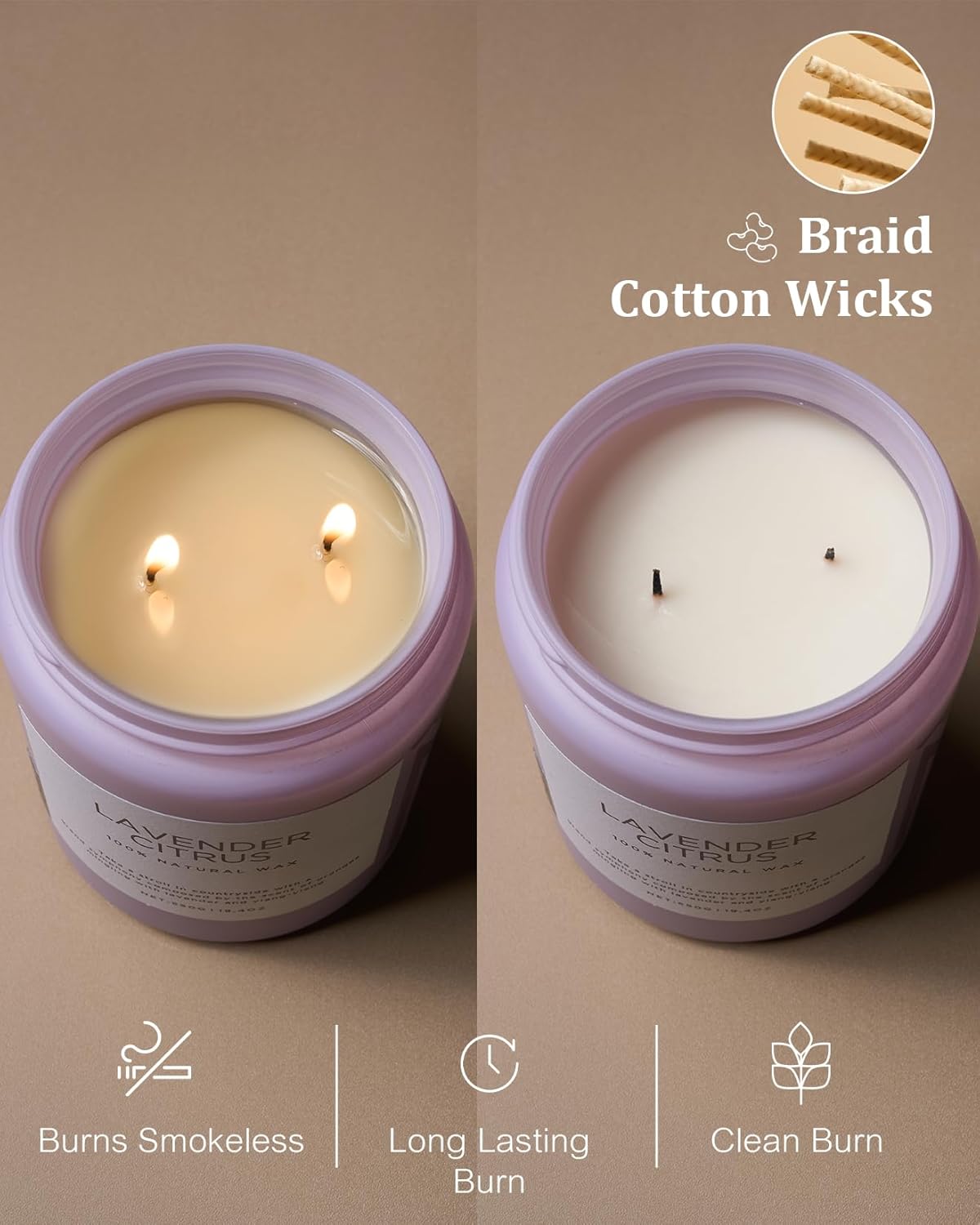 M&SENSE Lavender Citrus Candles, 19.4oz 110H Burn Time Large Natural Soy Candles for Home Scented, Stress Relief Aromatherapy Gifts for Mom Friends Teacher & Spa, Bath, Yoga