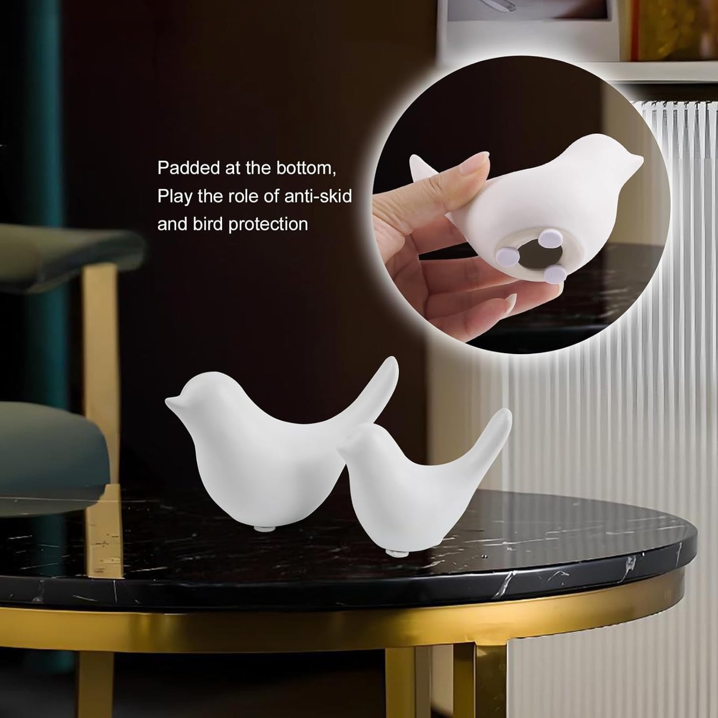 Notakia Small White Birds Statues Home Decor Modern Style Decorative Ornaments for Living Room, Bedroom, Office Desktop, Cabinets (2Pcs White Birds)