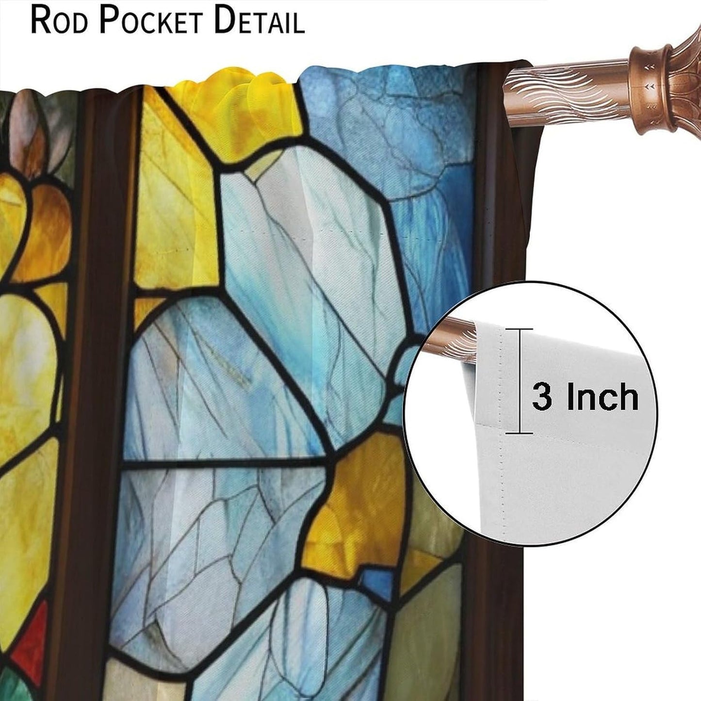 Stained Glass Curtains,Retro Abstract Colorful Art Home Decor Drapes for Bedroom Living Room Kitchen Window Treatment 2 Panels Set Total Size 42" W X 45" L Inch