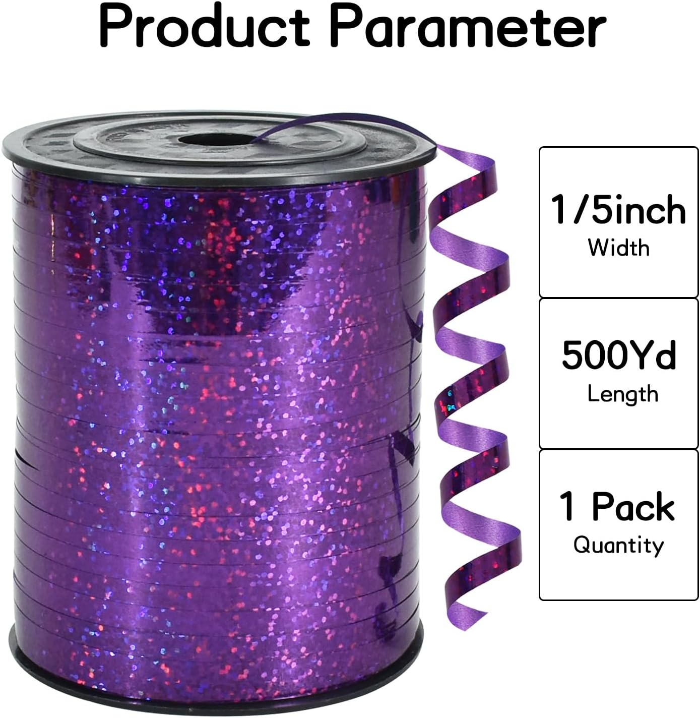 BEISHIDA 500 Yards Purple Crimped Curling Ribbon Shiny Metallic Balloon String Roll Gift Wrapping Ribbon for Halloween Birthday Party Decorations