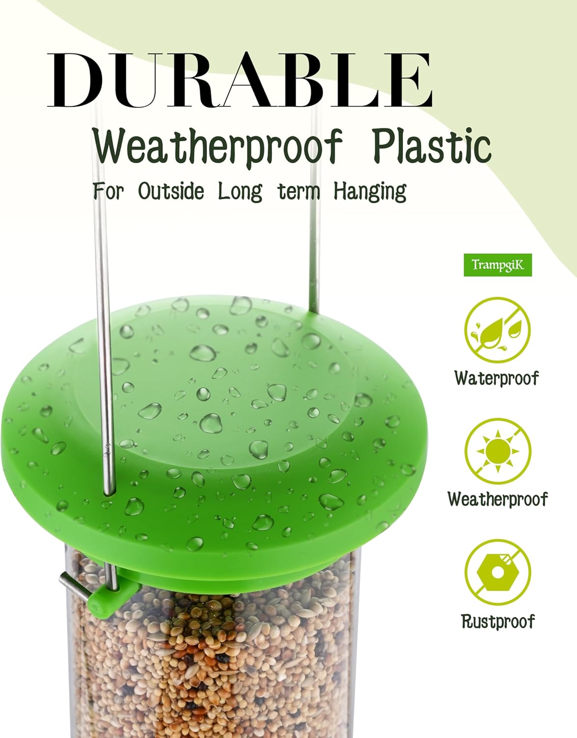 Bird Feeder Premium Hard Plastic for Wild Bird Feeders for Outdoors, Tube Bird Feeders for Outdoors Hanging,14 Inch 6 Port Lawn,Pack of 1