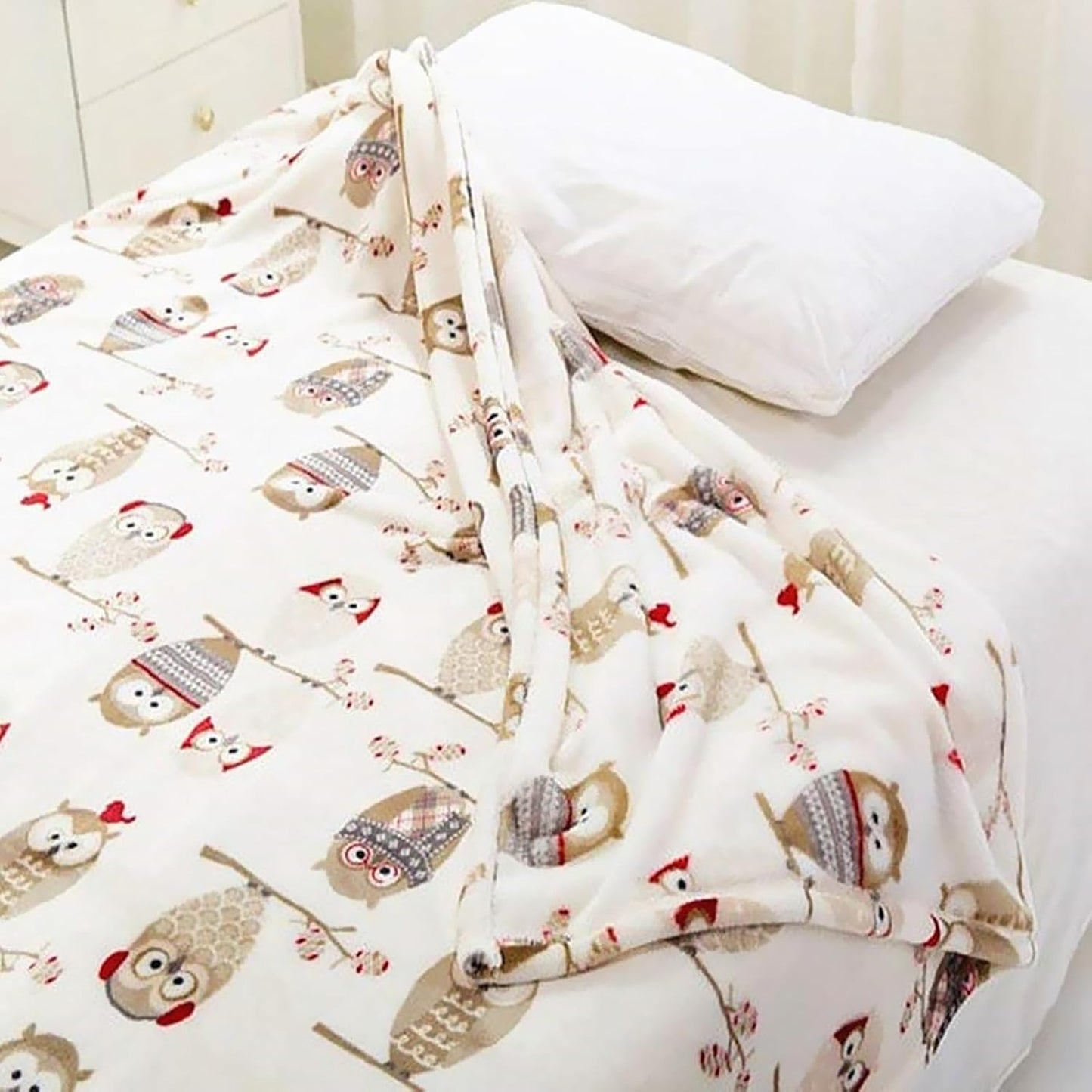 UKELER Owl Sherpa Fleece Blanket Twin Size 60''x80''- Ultra Soft Cozy Flannel Blanket for Bed/Couch/Sofa/Office/Camping, Great Gift for Women's Day,Mother's Day,Father's Day,Thanksgiving,Christmas