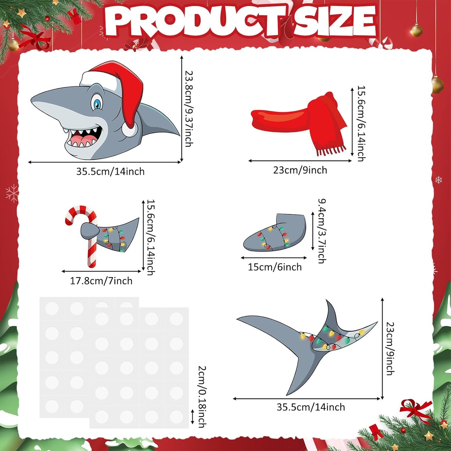 Shark Christmas Tree Topper Xmas Shark Party Decorative Tree Ornaments Head Hands and Tail Decor for Holiday Christmas Indoor Home Decorations Party Supplies
